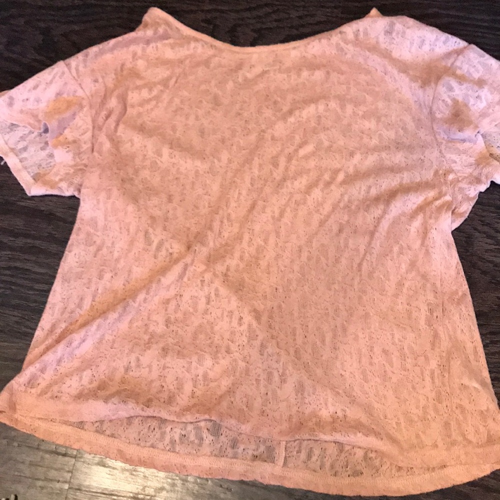 Lace peach shirt sleeve top